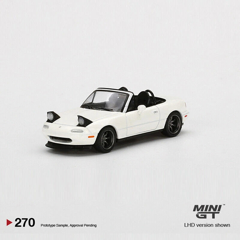 MINI GT 1:64 white MX-5 tuned alloy convertible model car, open top