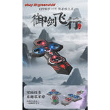 Sword-shaped LED quadcopter drone toy with red and blue lights
