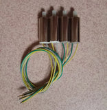 RC quadcopter motor set with four cylindrical motors and multicolor wiring harness