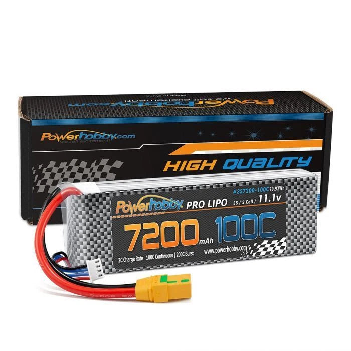 Power Hobby - 3S 11.1V 7200mAh 100C-200C LiPo Battery w/ XT90 Plug Battery