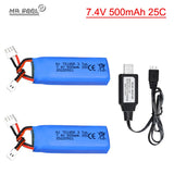 2¡Á 7.4V 500mAh 25C Lipo Battery for WLtoys A202 A212 A222 A232 A242 A252 4WD RC