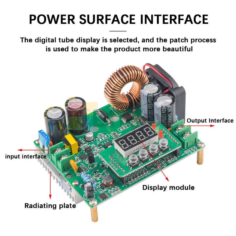 10V-75V to 0-60V DKP6012 CNC DC Adjustable Voltage Step down Power Supply Module