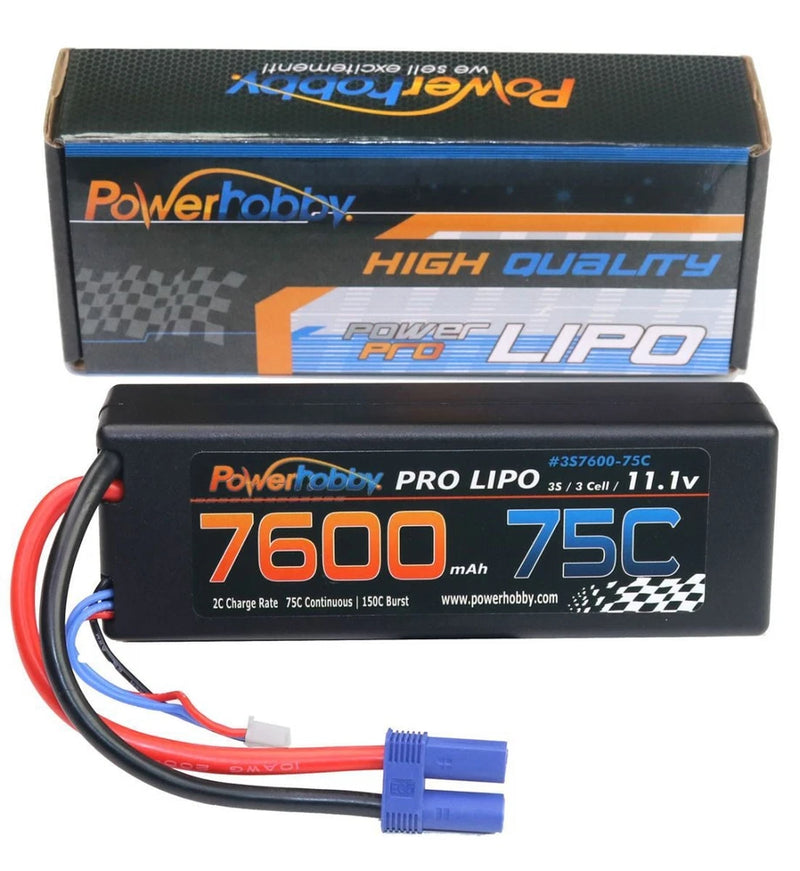Powerhobby 3S 11.1V 7600mAh 75C Lipo Hard Case Battery Pack with EC5 Plug Battery