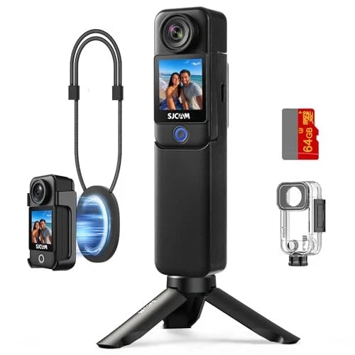 C300 4K Pocket Action Camera,7Hour Power,6-Axis Black Vlogging Combo