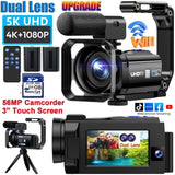 5K Dual Lens Camcorder Video Camera WiFi Digital Camera  Vlogging Camera YouTube