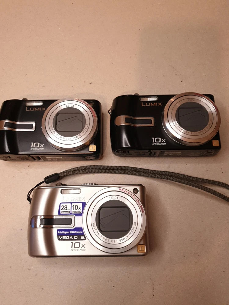3X Panasonic Lumix DMC-TZ3 7.2MP 10x Zoom Digital Camera, Faulty, Black Screen.