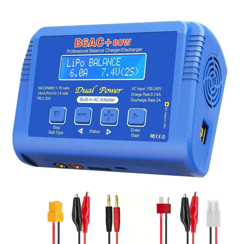 80W B6 AC Balance Charger LiPo Li-ion NiMH Battery Charger 6A RC Safe LCD