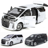 White MPV diecast model car with alloy wheels, detailed front, open door