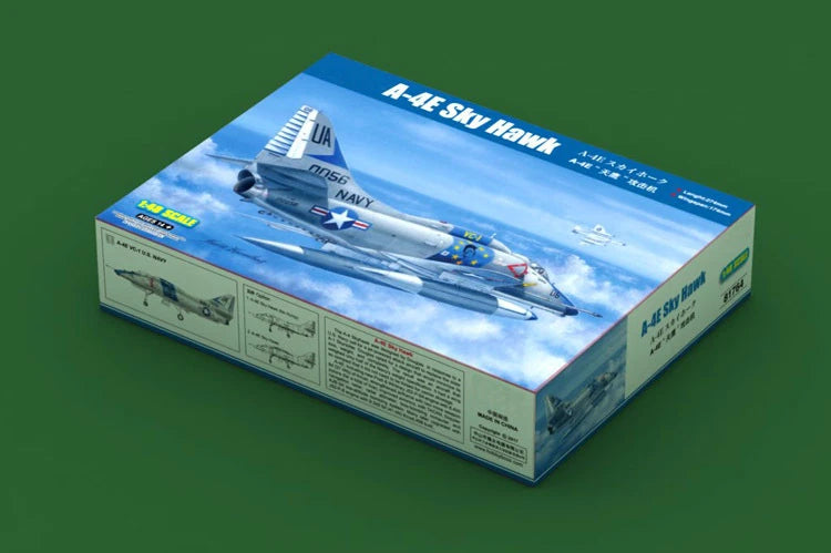 1/48 A-4E Sky Hawk aircraft model kit box, blue fighter artwork