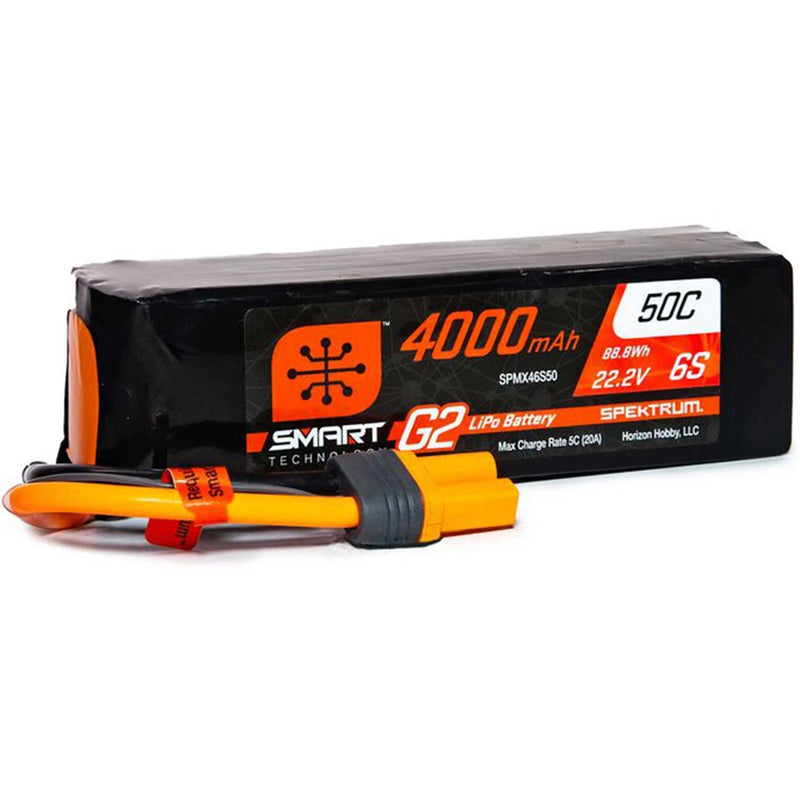 Orange and black 6S LiPo battery pack with EC5 connector, Smart G2 4000mAh 50C