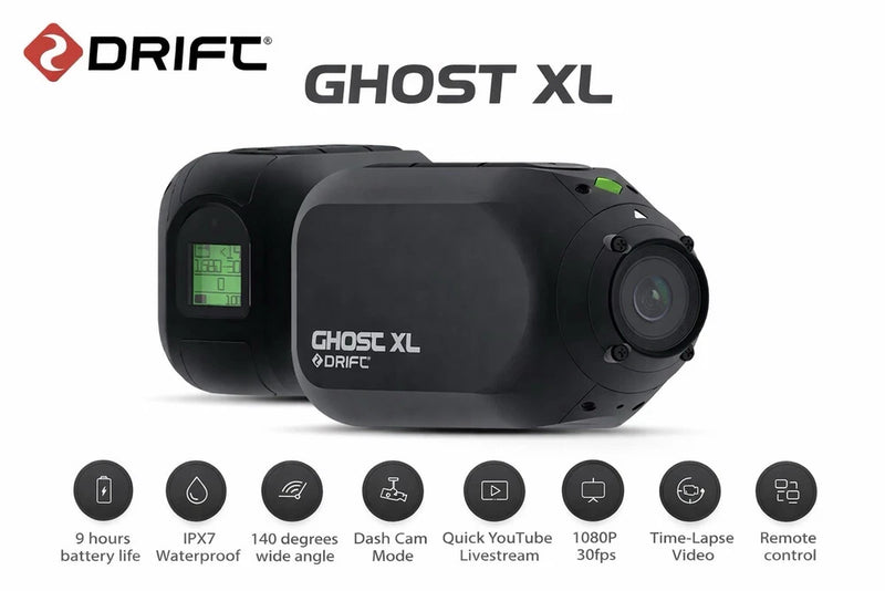 Drift Ghost XL Action Camera 1080p 30fps IPX7 WiFi 300?? Lens Dash Cam 9Hr New