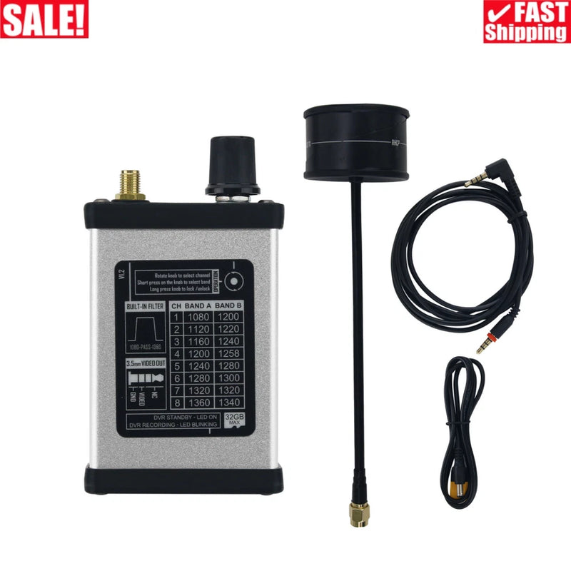 1.2/1.3GHz V2 FPV Racing Drone Receiver Module Circular Polarization Antenna+DVR