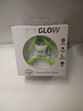 Mini glow quadcopter drone box with clear window and green propellers