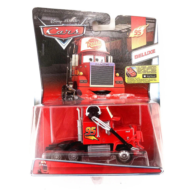 Red pit crew Mack truck model with wrench accessory in clear display box