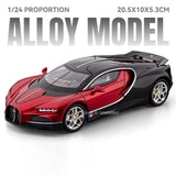 1:24 Diecast Sports Car Model w/ Lights Sound Pull Back Doors Open Alloy Toy