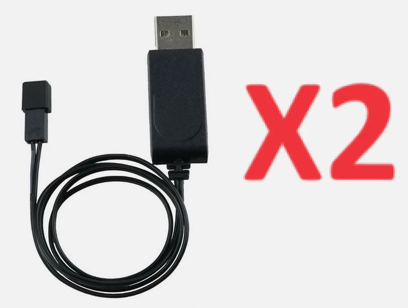 3.7V JST battery charger cable with USB plug and black cord