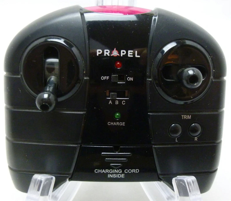 Propel drone remote control, black with joysticks, OFF/ON and TRIM buttons