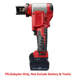 Red and black battery adapter with mounting clip for 18V LXT to M18 tools