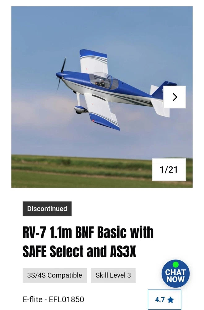 RV-7 1.1m BNF Basic with SAFE Select and AS3X E-flite - EFL01850