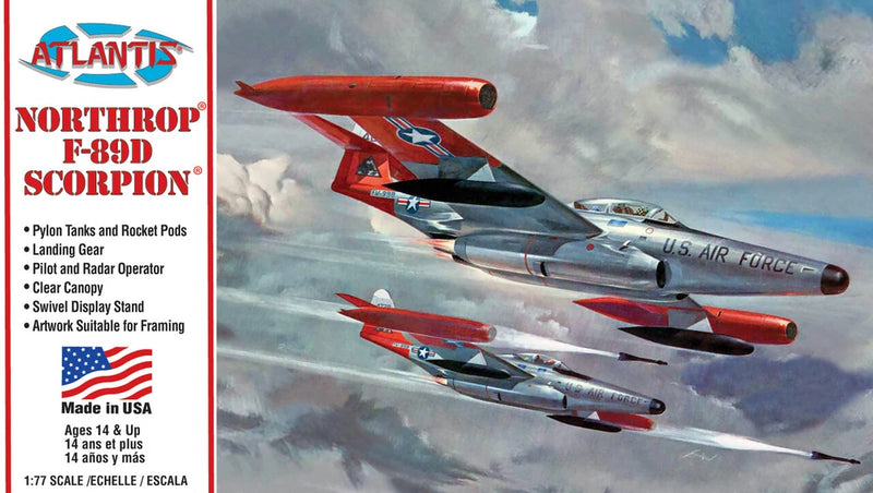 Northrop F-89D Scorpion 1/77 scale Plastic Model Kit Atlantis Toy and Hobby