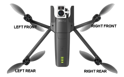 Thermal drone with six propellers and front camera module