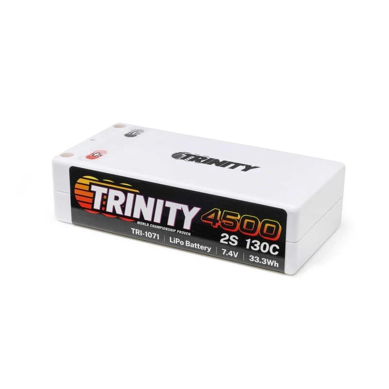 Trinity White Carbon 2S 7.4v 4500mAh 130c Shorty LiPo Battery TRI-1071