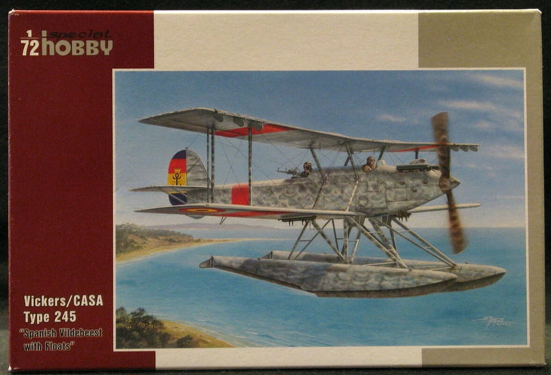 1/72 Vickers/CASA Type 245 Vildebeest floatplane model kit with biplane seaplane on box
