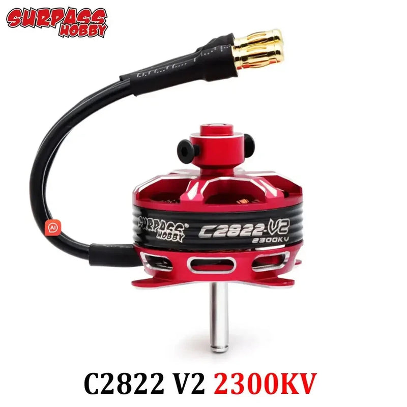 RC outrunner brushless motor C2822 V2 2300KV with red housing and black wires