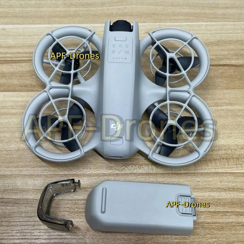 DJI Neo drone with propeller guards and 1 battery pack, light gray body