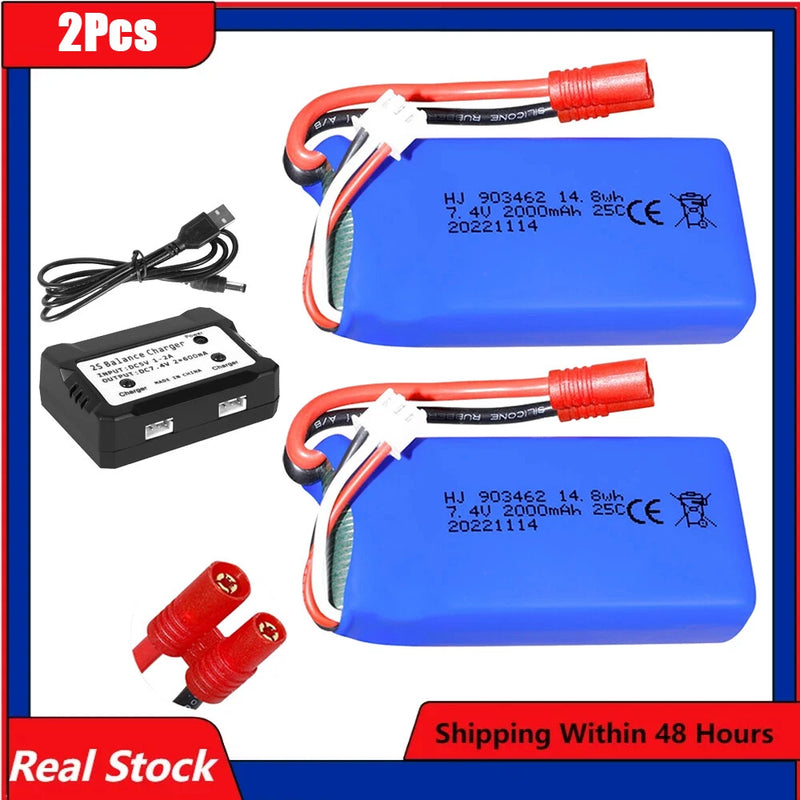 7.4V 2000mAh 25C Lipo battery 903462 with charger for X8C X8W X8G quadrocopter