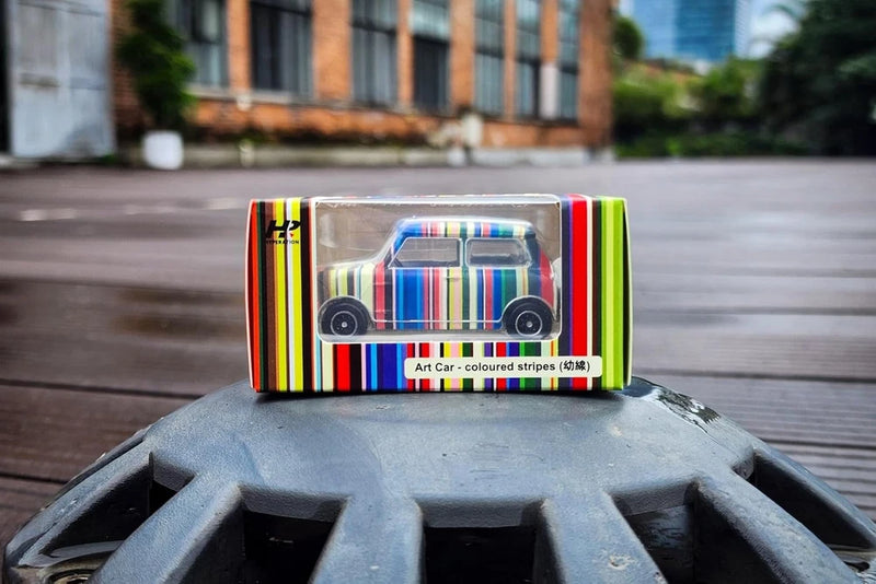 Mini Cooper Art Car Multicoloured Striped 1:50 Scale Model Replica Car Tiny City