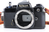 Nikon FE 35mm SLR Film Camera BLACK BODY + MF-16 Data pack [Tested Near MINT+]