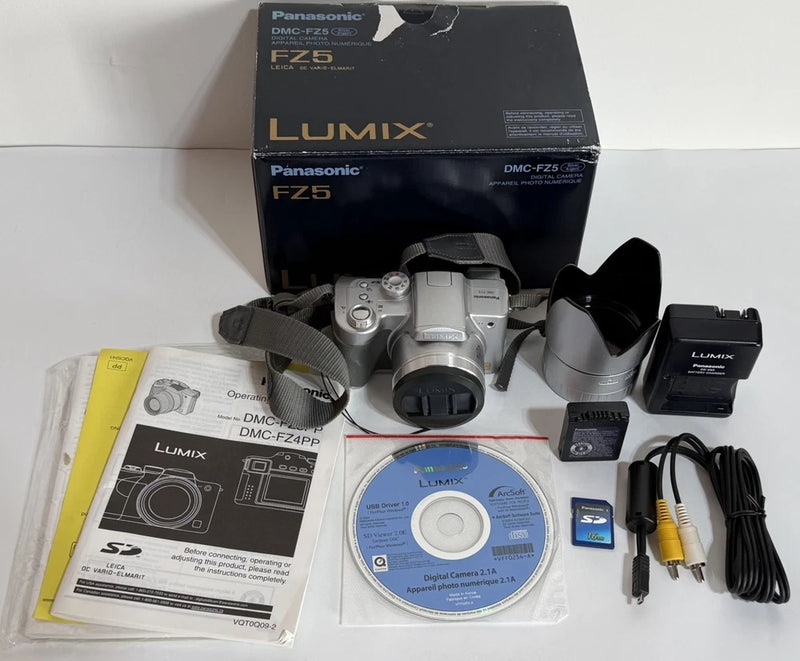 Panasonic LUMIX DMC-FZ5 5MP Digital Camera Charger Battery Case SD Accessories