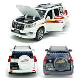 1/24 2019 Land Cruiser Prado Model Car Diecast Toy Cars Doors Open Light Sound Battery