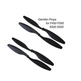 Set of four black quadcopter drone propellers with hub mounts