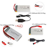 1800mah 3.7V 25C Lipo Battery with USB Charger Cable For RC Drone Quadcopter