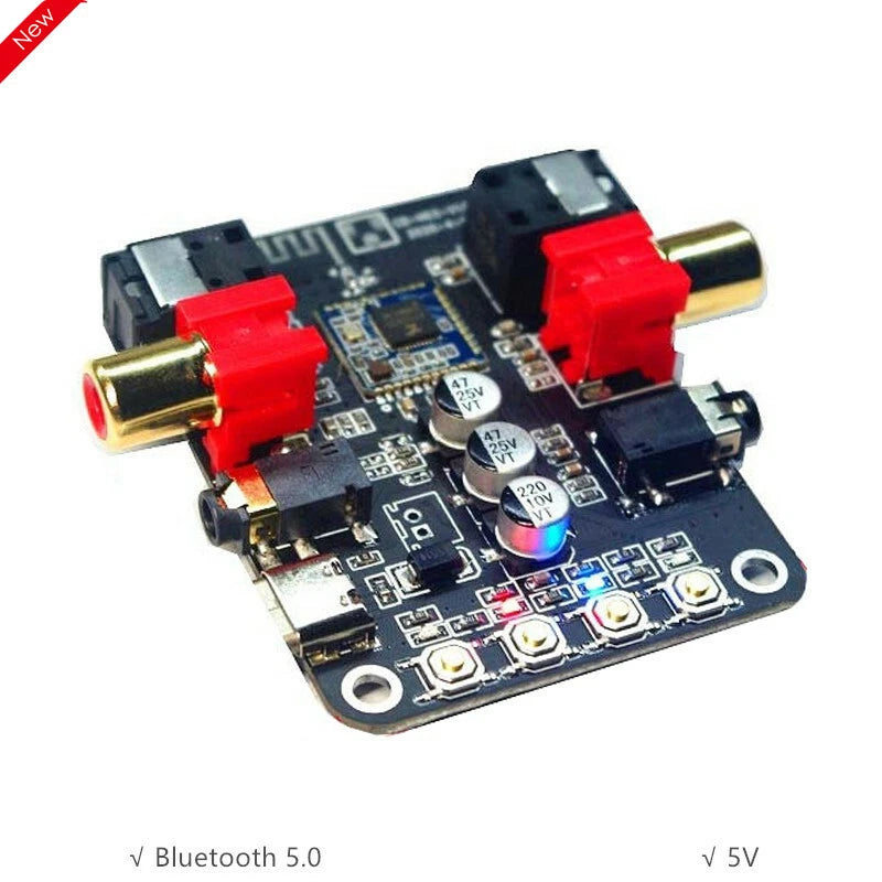 Bluetooth 5.0 Audio DAC Board 5V Receiver Transmitter Converter Fiber Coax