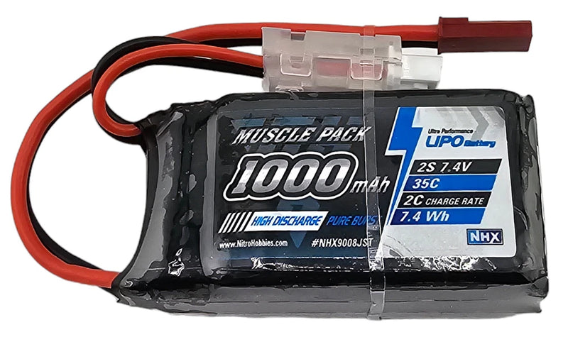 NEW NHX RC Muscle Pack 2S 7.4V 1000mAh 35C Lipo Battery with JST Connector Battery