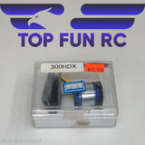 Brushed RC outrunner motor with mounting bracket, in clear retail box.