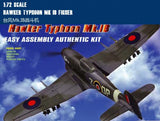 Hawker Typhoon Mk.1B 1/72 aircraft model kit box art with dark fighter plane