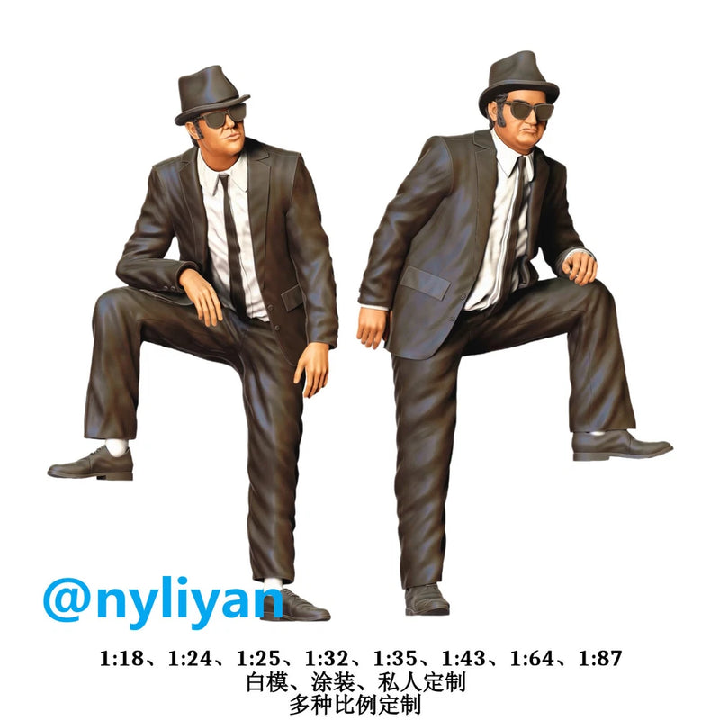 1/18 1/35 1/43 1/64 1/87 Miniature Black Suit Brother Scene Props Figure For Car
