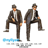1/18 1/35 1/43 1/64 1/87 Miniature Black Suit Brother Scene Props Figure For Car
