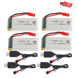 3.7V 1800mAh LiPo Rechargeable Battery w/ JST Plug + USB Charger for RC Drone