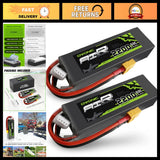 OVONIC 11.1V 2200mAh 50C LiPo battery pack with XT60 connector, black case