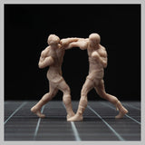 1/43 1/64 2pcs Boxers Fight Scene Standing Scene Prop Unpainted Figures Model