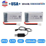 2x 3.7v 650mah Lipo Battery+Charger For Syma X5 Serial Uav Drone Rechargeable
