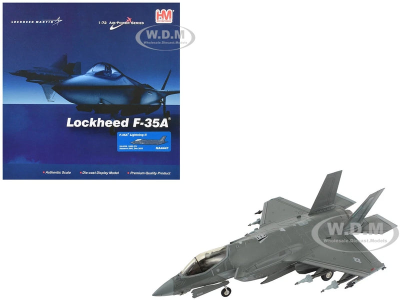 F-35A Lightning II scale model aircraft in gray, front three-quarter view