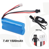 7.4V 1500mAh lipo Battery Rechargeab 15C SM Plug W/ USB Charger for RC Car Boat