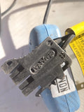 Blue and black AC/DC battery charger adapter with plug connector prongs