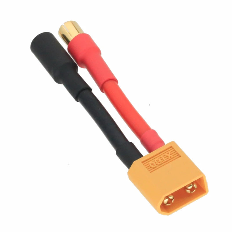 HXT 6.5mm Male+/Female- to XT60 Male cable 12AWG 5CM wire For RC Battery FPV